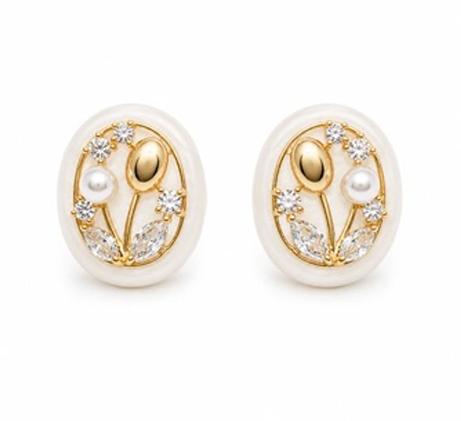 Aretes Ovalados Flores