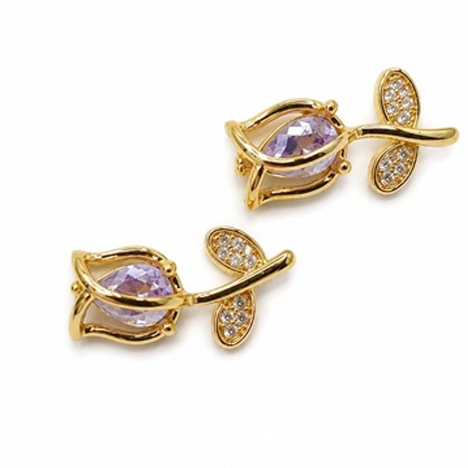 Aretes Flor Cristal Lila
